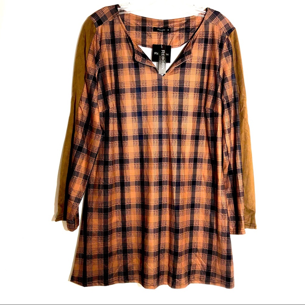 Reborn Long Sleeve Plaid Long Sleeve Fall Dress Women’s Medium